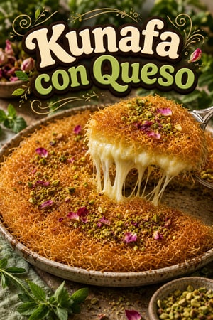 Kunafa Árabe Auténtica con Queso y Jarabe de Rosas