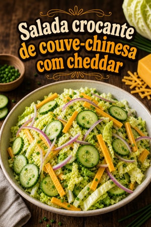 Salada Crocante de Couve-chinesa, Pepino e Queijo Cheddar