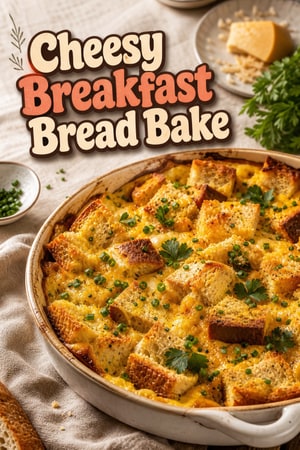 Cheesy Breakfast Bake with Revived Rustic Old Bread