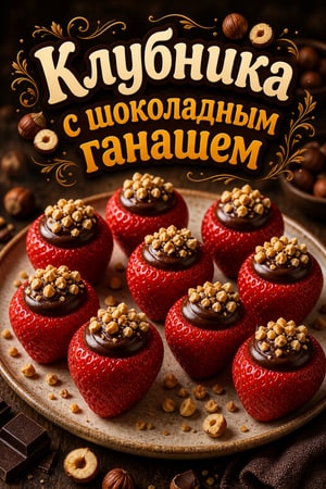 Клубника с шоколадным ганашем и хрустящим фундуком
