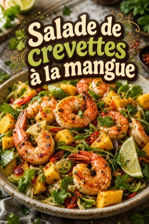 Salade de crevettes fusion thaï-mexicaine à la mangue