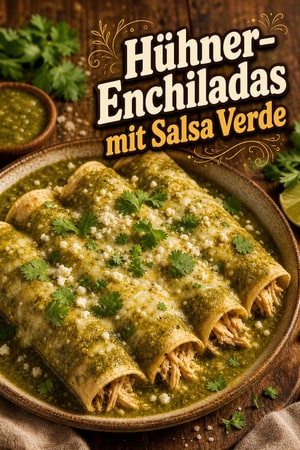 Authentische mexikanische Hühner-Enchiladas mit Salsa Verde