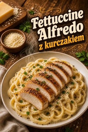 Klasyczne Fettuccine Alfredo z Kurczakiem i Parmezanem