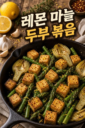 레몬 갈릭 두부 아스파라거스 아티초크 볶음: 상큼하고 건강한 한 끼
