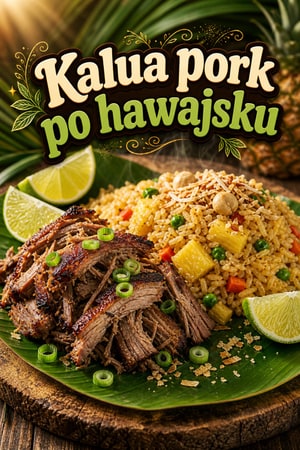 Kalua pork po hawajsku z ryżem ananasowym i kokosem