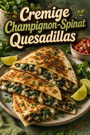 Cremige Champignon-Spinat-Quesadillas mit Knoblauch