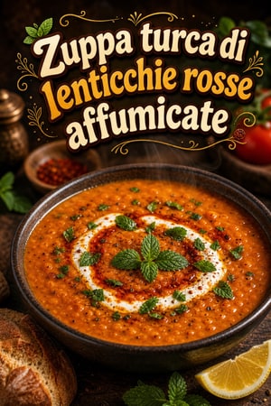 Zuppa turca di lenticchie rosse affumicate e pomodoro