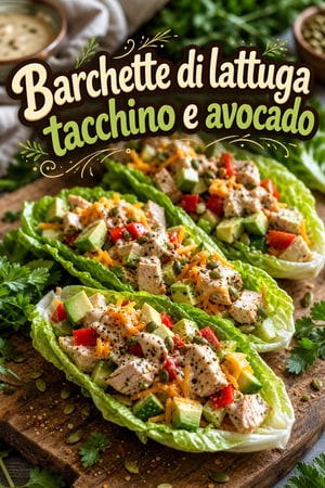 Barchette di lattuga con tacchino e avocado energetiche