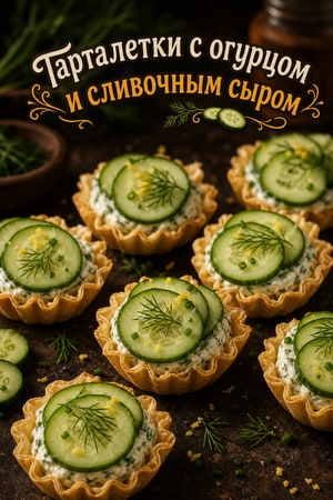 Тартинки с плавленым сыром и свежими травами с огурцом