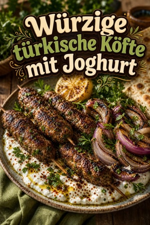 Würzige türkische Köfte mit gegrilltem Zwiebel-Joghurt
