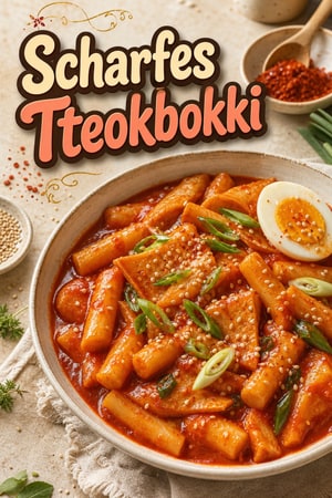 Authentisches Tteokbokki: Scharfe koreanische Reiskuchen