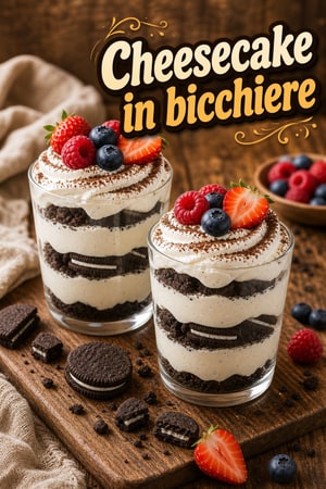 Parfait cheesecake cookies & cream senza cottura facili