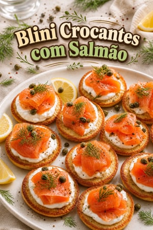 Blini Assados Crocantes com Nata Azeda e Salmão Fumado