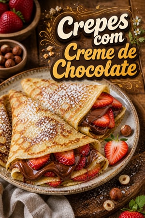 Crepes Franceses com Creme de Chocolate e Avelã