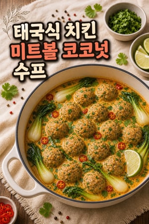 태국식 치킨 미트볼 코코넛 수프 - 향긋하고 부드러운 이색 보양식