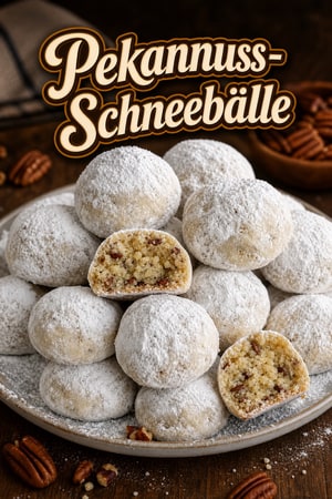 Buttrige Pekannuss-Schneebälle mit Vanillezucker