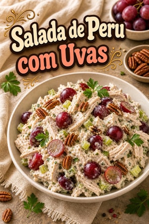 Salada de Peru Cremosa com Uvas e Nozes Pecã