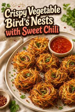 Crispy Vegetable Bird's Nests with Sweet Chili Sauce
