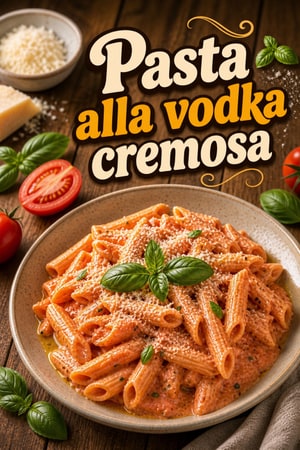 Pasta alla vodka cremosa con pomodori San Marzano e basilico