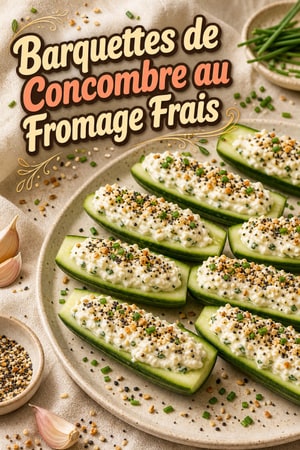 Barquettes de concombre Everything Bagel au fromage frais