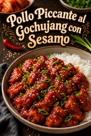 Pollo Piccante al Gochujang con Sesamo e Cipollotto