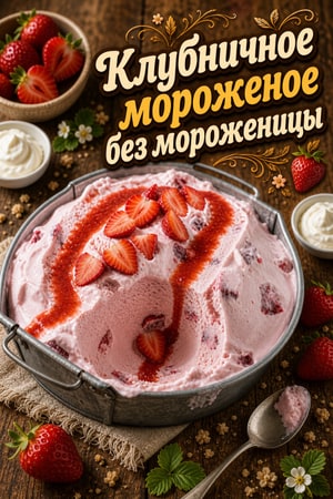 Клубничное мороженое без мороженицы — нежное и яркое
