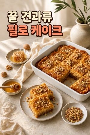 필로 크링클 케이크 - 꿀과 견과류를 곁들인 중동식 디저트