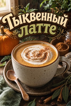 Уютный домашний латте с тыквой и ванильной пеной для утра