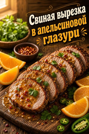 Свиная вырезка в острой апельсиновой глазури с халапеньо