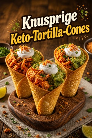 Knusprige Keto-Tortilla-Cones mit herzhaften Füllungen
