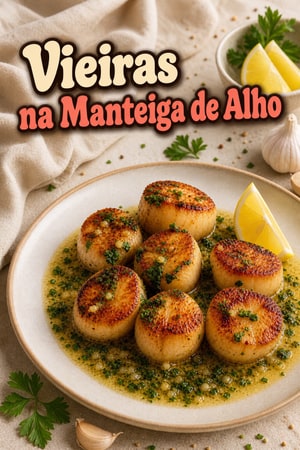 Vieiras Grelhadas na Manteiga de Alho, Limão e Ervas