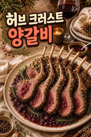 허브 크러스트 양갈비 스테이크와 레드와인 소스 레시피