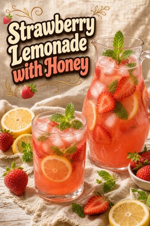 Fresh Strawberry Lemonade with Honey and Fresh Mint