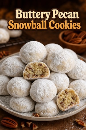 Buttery Pecan Snowball Cookies with Vanilla Sugar Coating