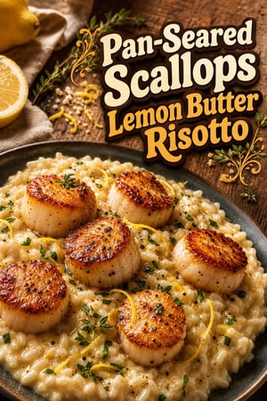 Pan-Seared Scallops with Creamy Lemon Butter Risotto