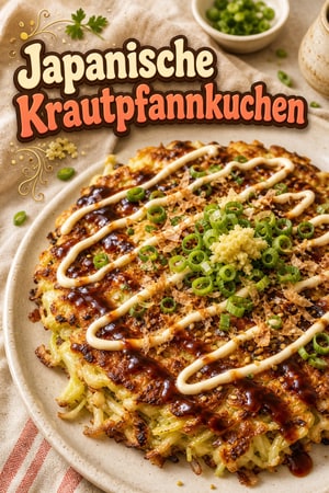 Herzhafte japanische Krautpfannkuchen mit Ingwer