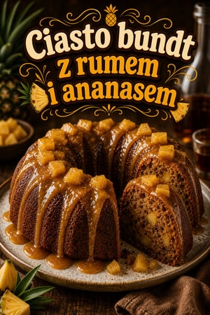 Wilgotne ciasto bundt z ciemnym rumem i ananasową polewą