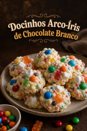Guloseimas Arco-Íris com Chocolate Branco e Doces Coloridos