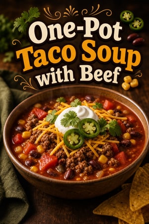 Hearty One-Pot Taco Soup with Ground Beef and Beans