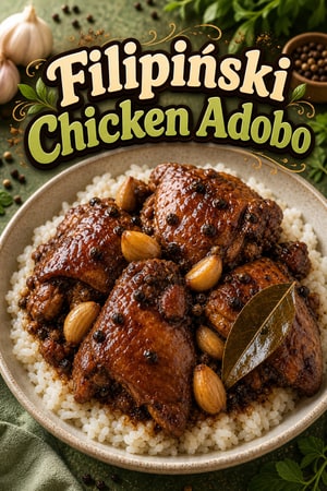 Klasyczny filipiński Chicken Adobo z czosnkiem i sosem sojowym