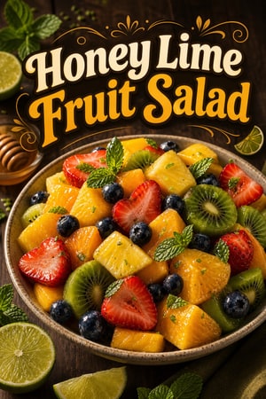 Honey Lime Rainbow Fruit Salad with Fresh Mint