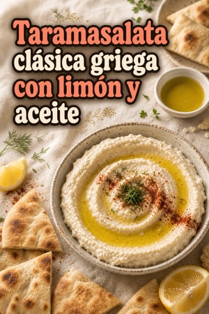 Taramasalata clásica griega con limón y aceite virgen extra