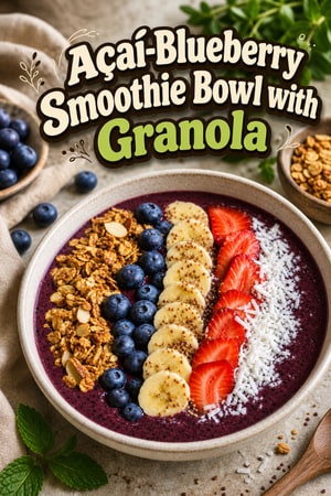 Açai-Blueberry Smoothie Bowl with Granola