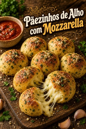 Pãezinhos de Alho e Mozzarella Recheados e Suculentos