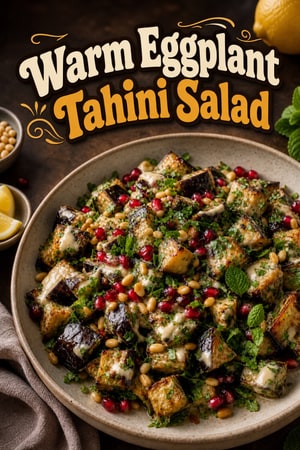 Warm Eggplant Salad with Tahini and Fresh Herbs