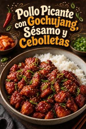 Pollo Picante con Gochujang, Sésamo y Cebolletas