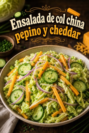 Ensalada Crujiente de Col China, Pepino y Queso Cheddar