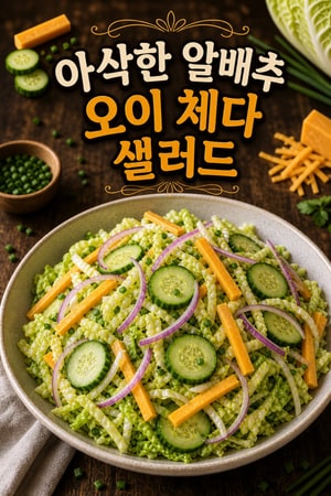 아삭한 알배기 배추 오이 샐러드와 체다 치즈 레시피