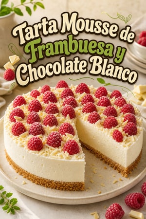 Tarta de Mousse de Frambuesa y Chocolate Blanco con Base de Galleta
