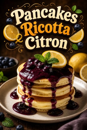 Pancakes à la Ricotta et au Citron, Compotée de Myrtilles